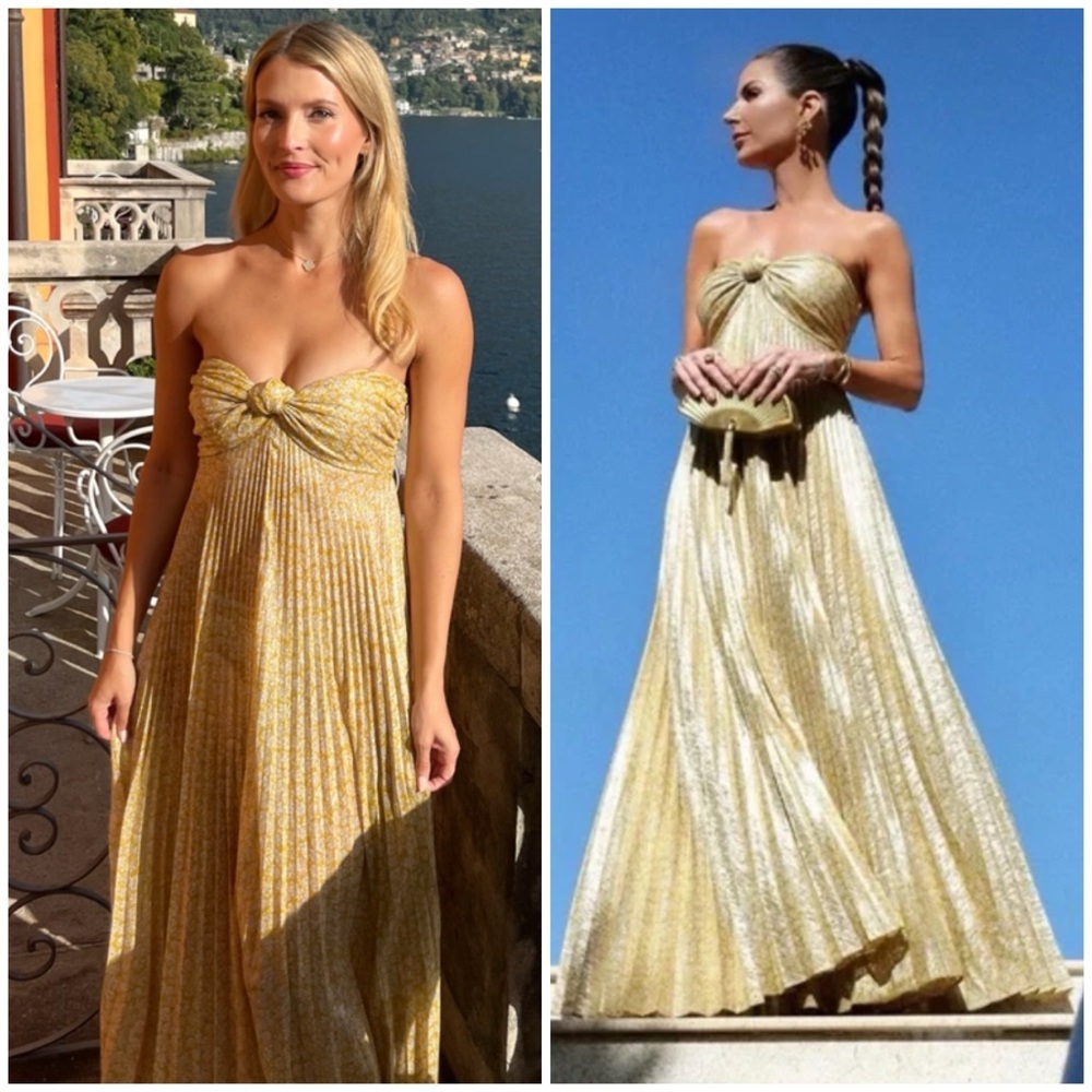 Alexis Joya Pleated Strapless Gown Maxi Dress
Metallic Gold Lame Rare SZ S - Picture 3 of 11